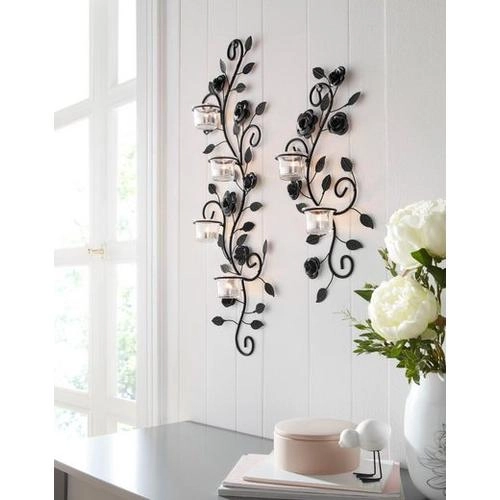 HOME AFFAIRE Wandkerzenhalter Blumenranke, schwarz